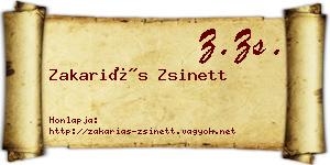 Zakariás Zsinett névjegykártya